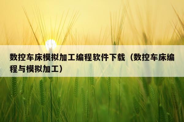 数控车床模拟加工编程软件下载（数控车床编程与模拟加工）