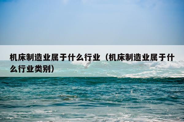 机床制造业属于什么行业（机床制造业属于什么行业类别）