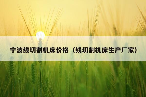 宁波线切割机床价格（线切割机床生产厂家）
