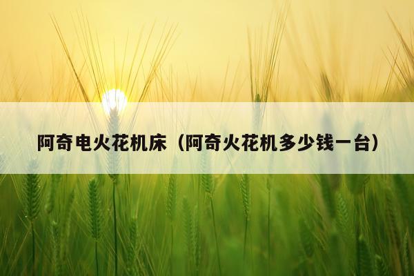 阿奇电火花机床（阿奇火花机多少钱一台）
