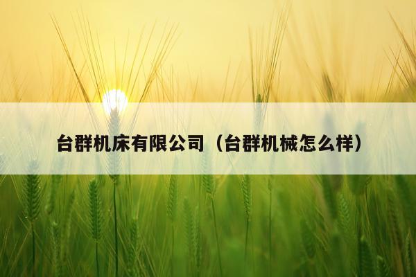 台群机床有限公司（台群机械怎么样）