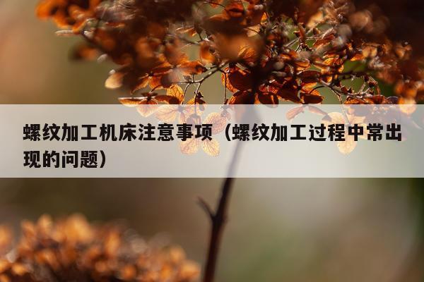 螺纹加工机床注意事项（螺纹加工过程中常出现的问题）