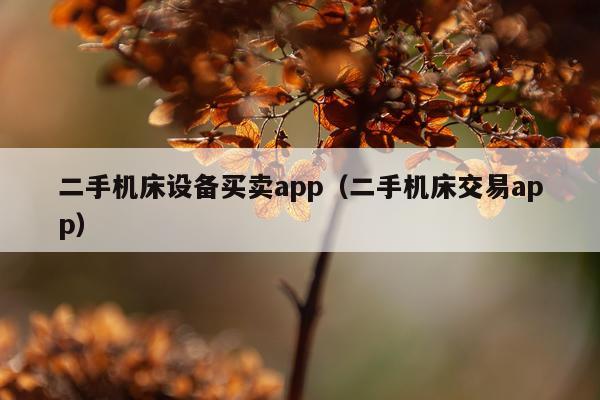二手机床设备买卖app（二手机床交易app）