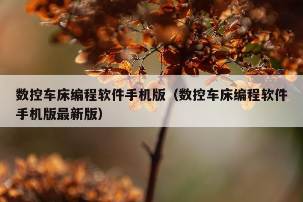 数控车床编程软件手机版（数控车床编程软件手机版最新版）