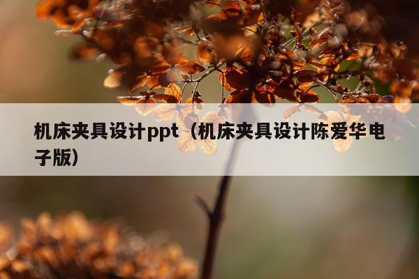 机床夹具设计ppt（机床夹具设计陈爱华电子版）
