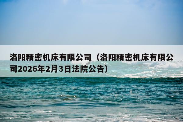 洛阳精密机床有限公司（洛阳精密机床有限公司2026年2月3日法院公告）
