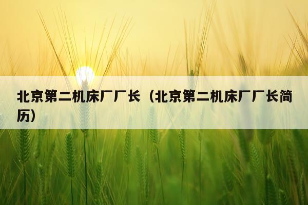 北京第二机床厂厂长（北京第二机床厂厂长简历）