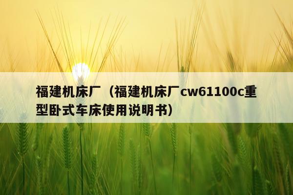 福建机床厂（福建机床厂cw61100c重型卧式车床使用说明书）