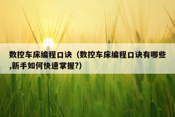 数控车床编程口诀（数控车床编程口诀有哪些,新手如何快速掌握?）