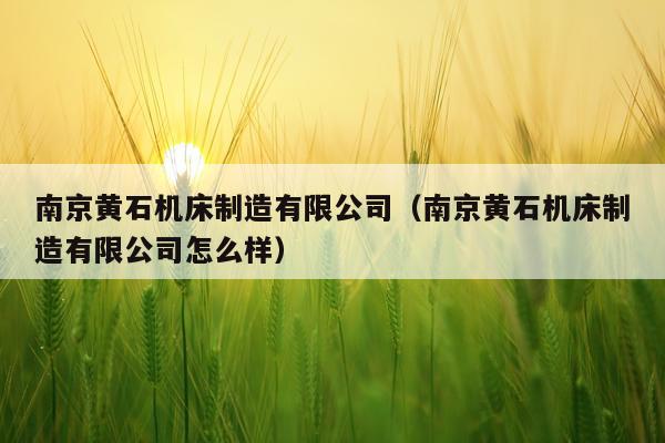 南京黄石机床制造有限公司（南京黄石机床制造有限公司怎么样）
