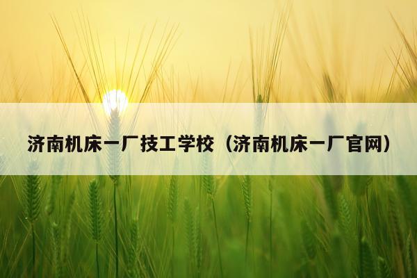济南机床一厂技工学校（济南机床一厂官网）