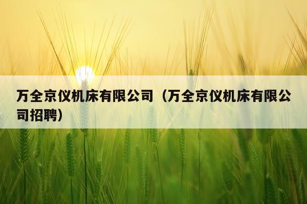万全京仪机床有限公司（万全京仪机床有限公司招聘）
