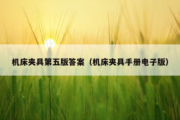 机床夹具第五版答案（机床夹具手册电子版）