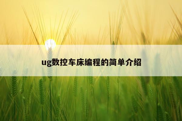 ug数控车床编程的简单介绍
