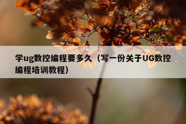 学ug数控编程要多久(写一份关于UG数控编程培训教程)