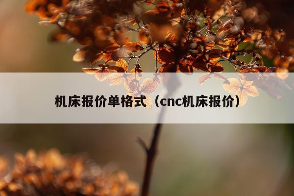 机床报价单格式（cnc机床报价）