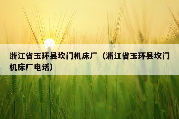 浙江省玉环县坎门机床厂（浙江省玉环县坎门机床厂电话）