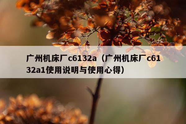 广州机床厂c6132a（广州机床厂c6132a1使用说明与使用心得）