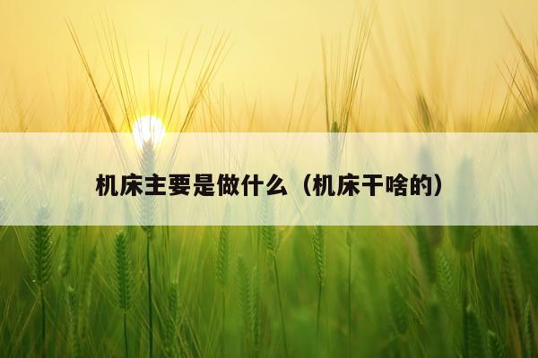 机床主要是做什么（机床干啥的）