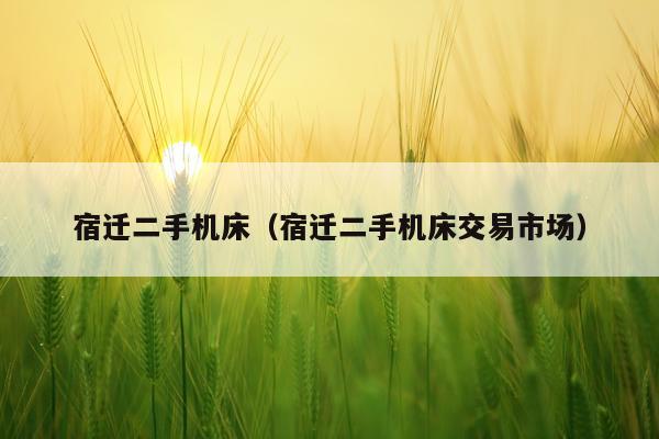 宿迁二手机床（宿迁二手机床交易市场）