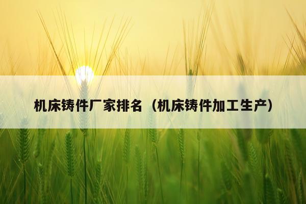 机床铸件厂家排名（机床铸件加工生产）