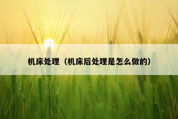 机床处理（机床后处理是怎么做的）