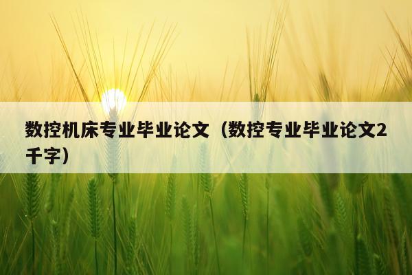 数控机床专业毕业论文(数控专业毕业论文2千字)
