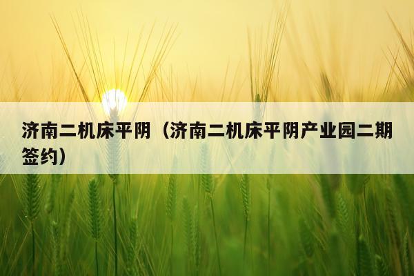 济南二机床平阴（济南二机床平阴产业园二期签约）