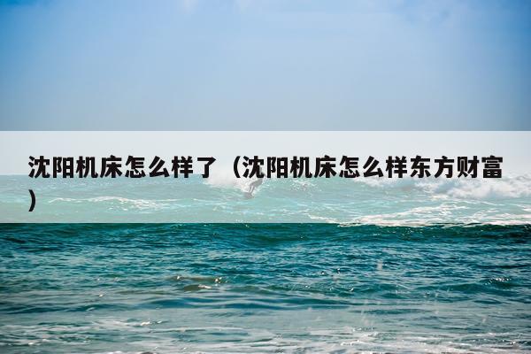 沈阳机床怎么样了(沈阳机床怎么样东方财富)