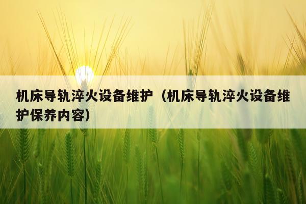 机床导轨淬火设备维护（机床导轨淬火设备维护保养内容）