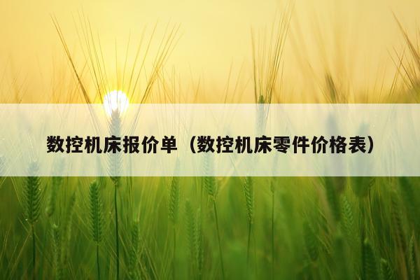 数控机床报价单（数控机床零件价格表）