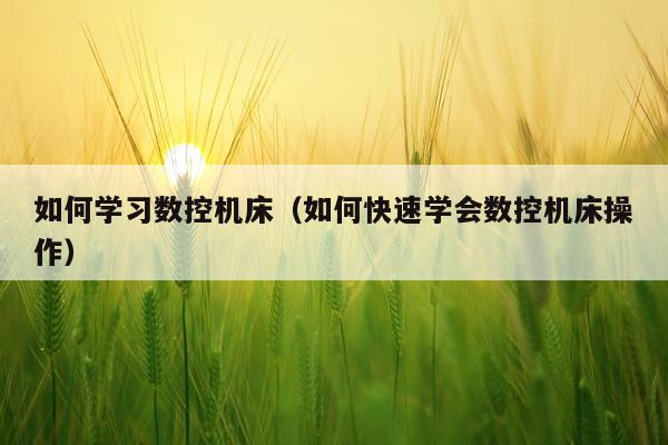 如何学习数控机床（如何快速学会数控机床操作）
