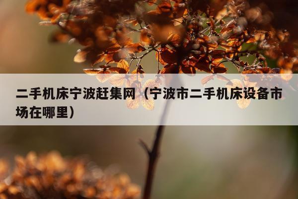 二手机床宁波赶集网（宁波市二手机床设备市场在哪里）