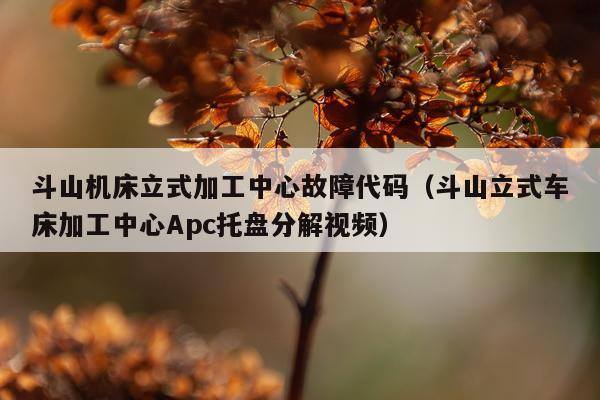斗山机床立式加工中心故障代码(斗山立式车床加工中心Apc托盘分解视频)